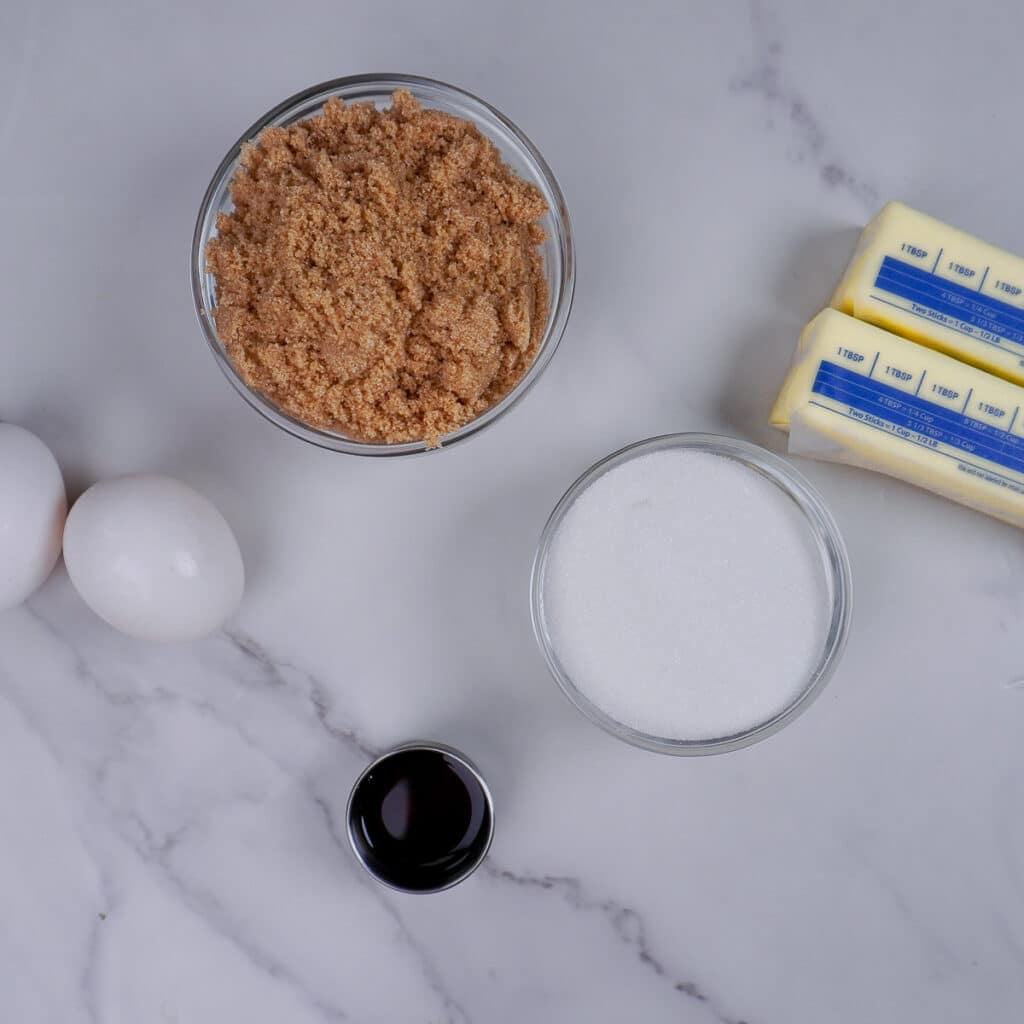 Ingredients for s'mores cookies arranged on the countertop