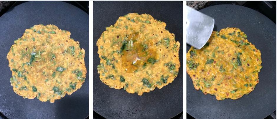 Step 4: Cooking the methi thepla
