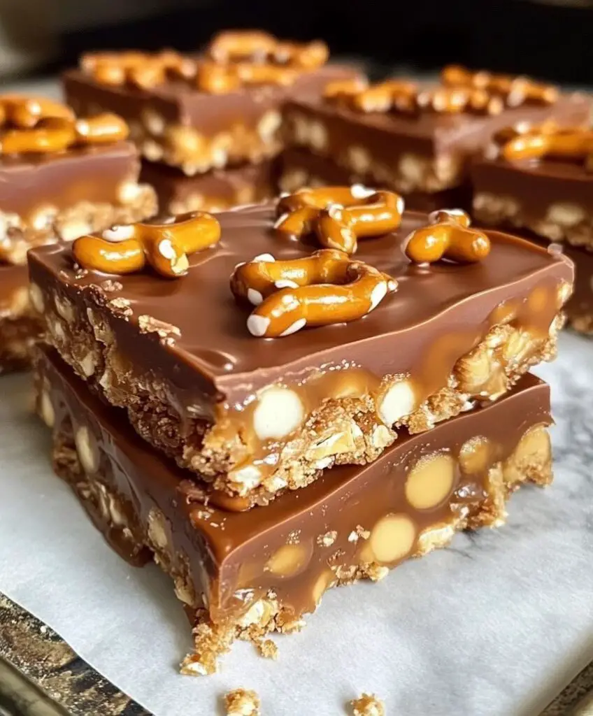 No-Bake Caramel Pretzel Crack Bars