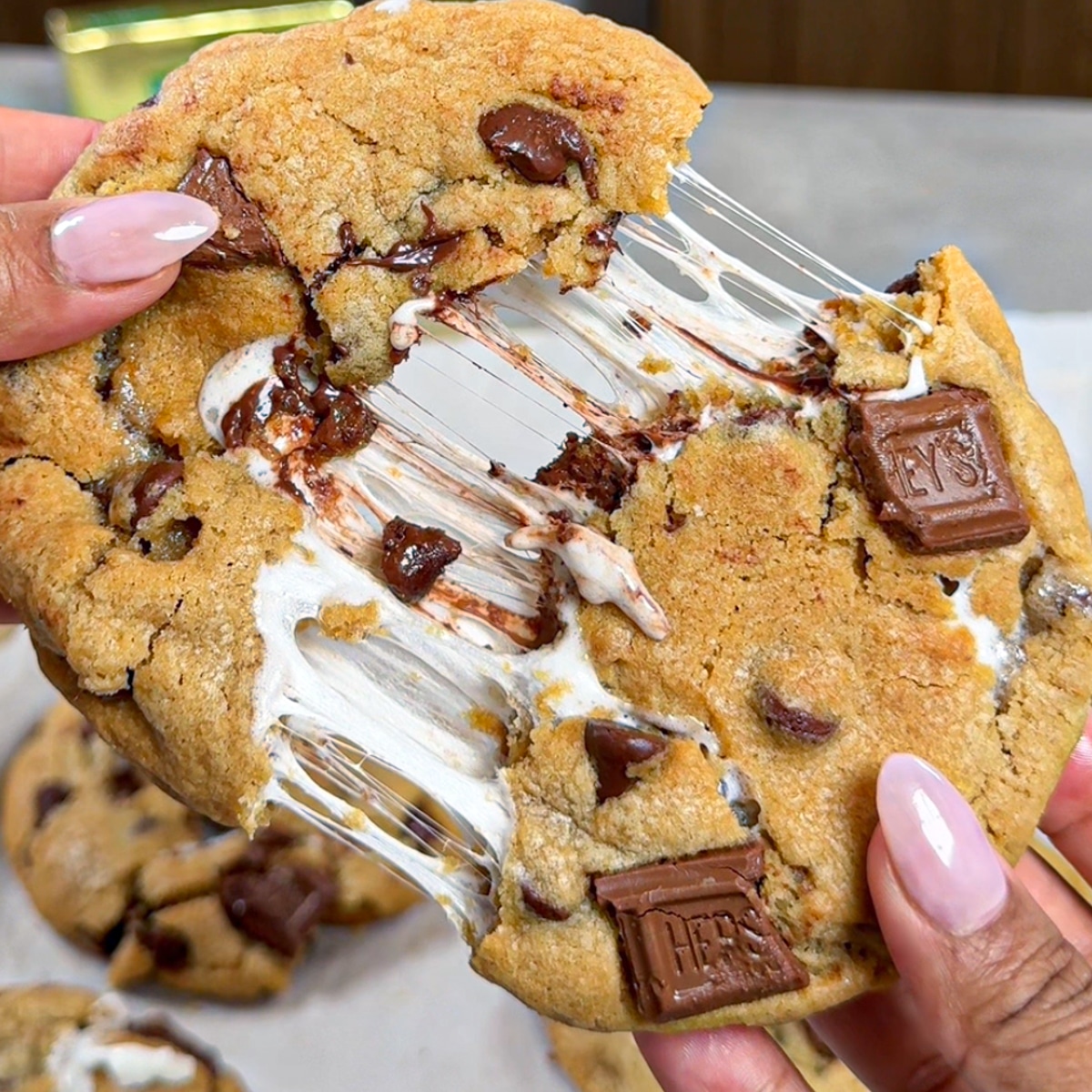 Freshly baked s'mores cookies