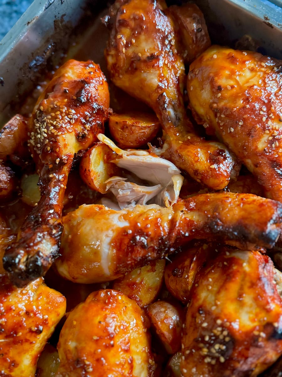 Perfectly roasted BBQ chicken drumsticks