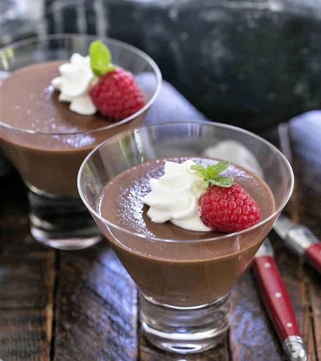 Italian chocolate pudding in individual ramekins