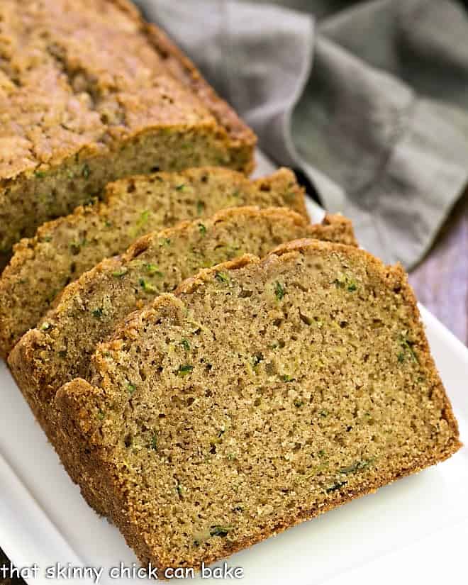 Baked Zucchini Bread slices on a plate.