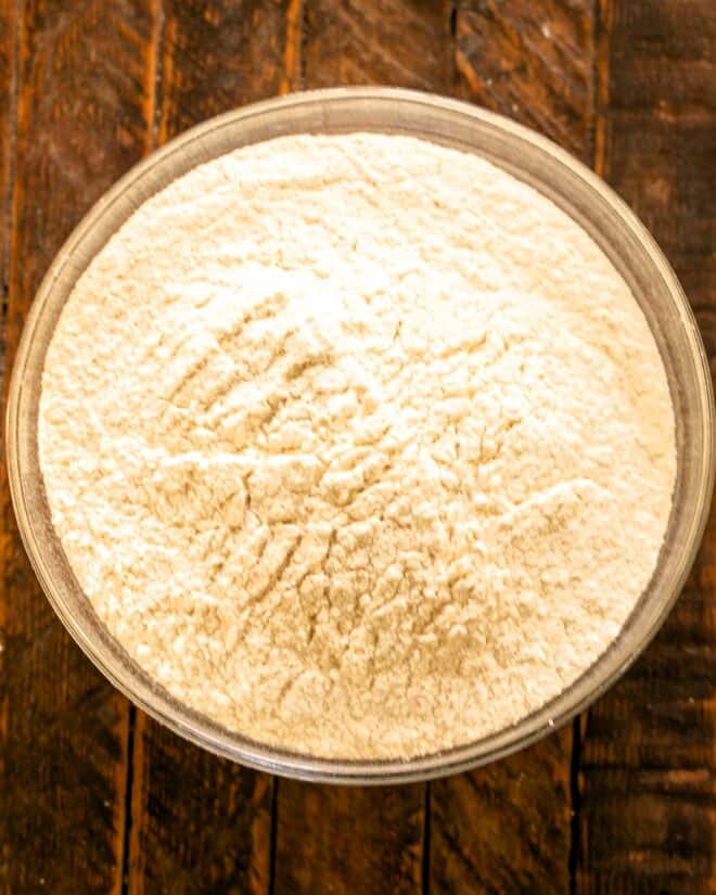 Whisking dry ingredients.