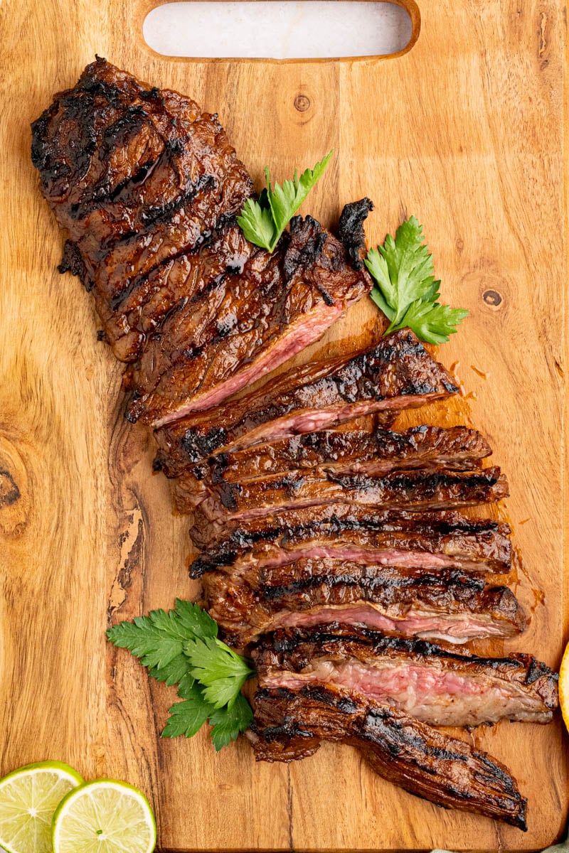 Sliced grilled skirt steak