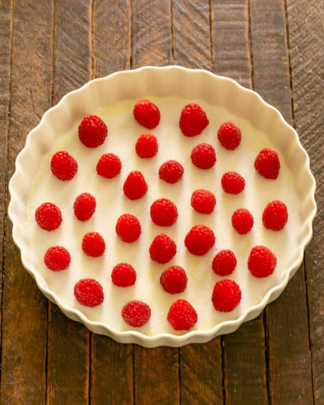 Add fresh raspberries to prepared dish.