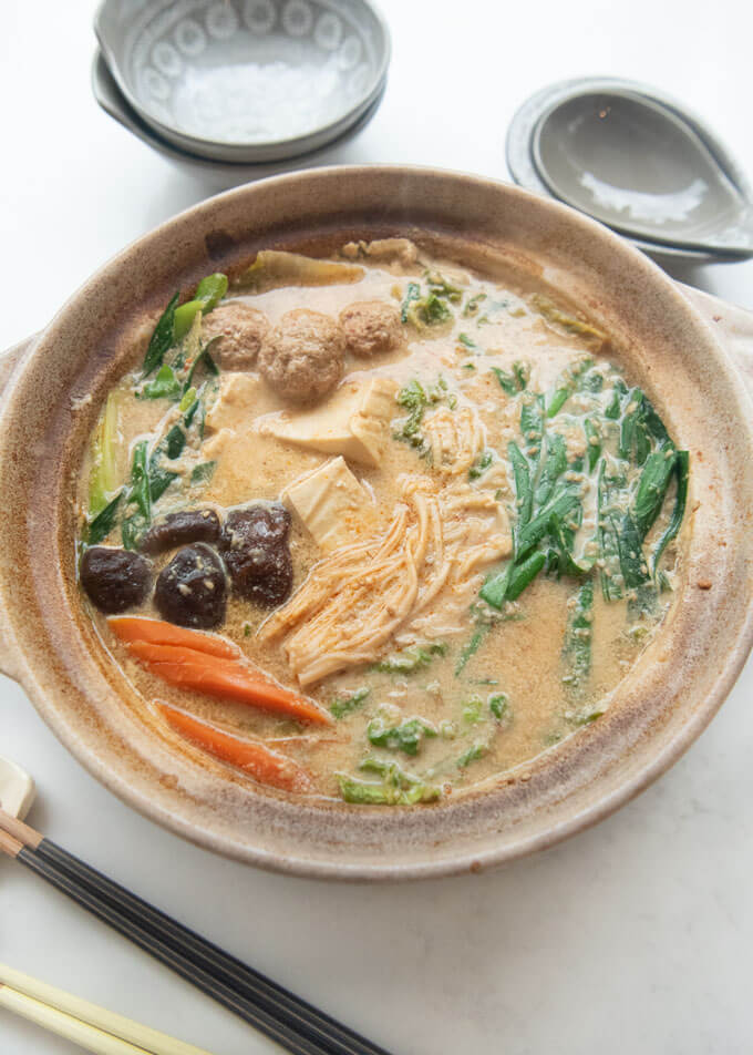 Hero shot of Spicy Sesame Soy Milk Hot Pot.