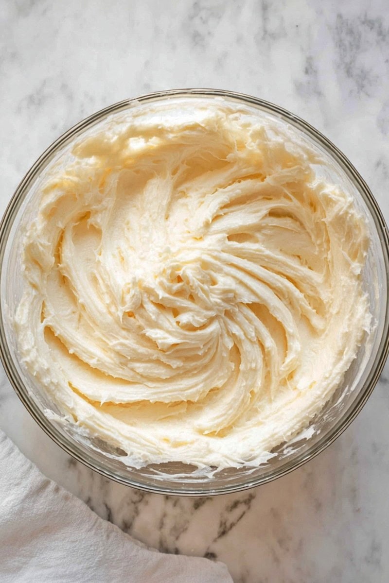 Vanilla buttercream in a bowl.