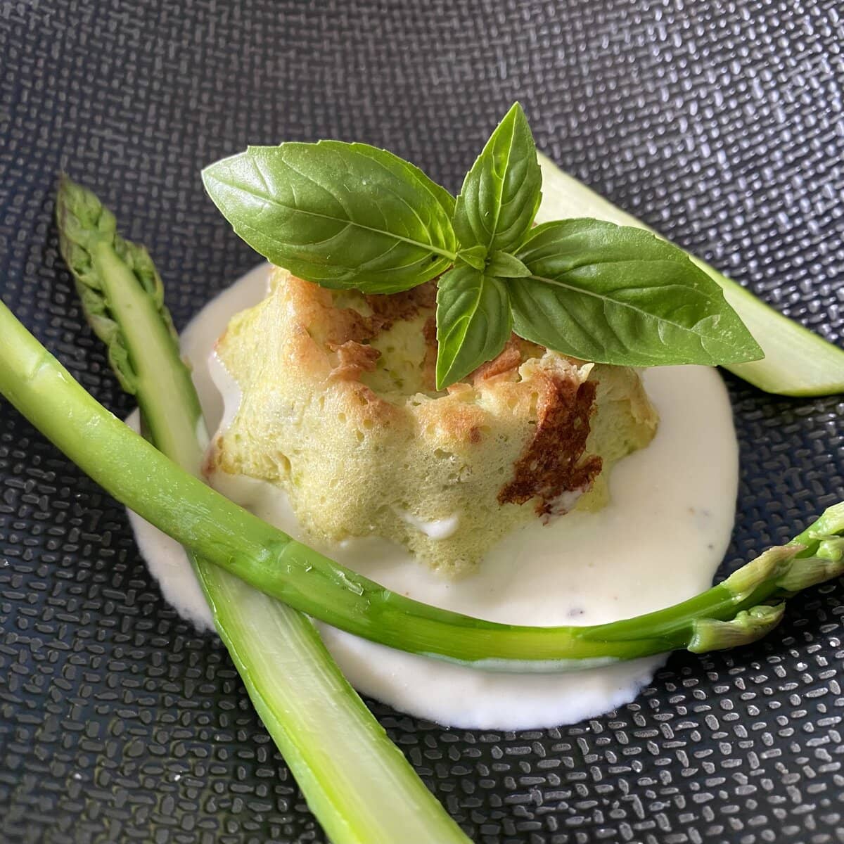 Asparagus Clafoutis with Parmesan Sauce