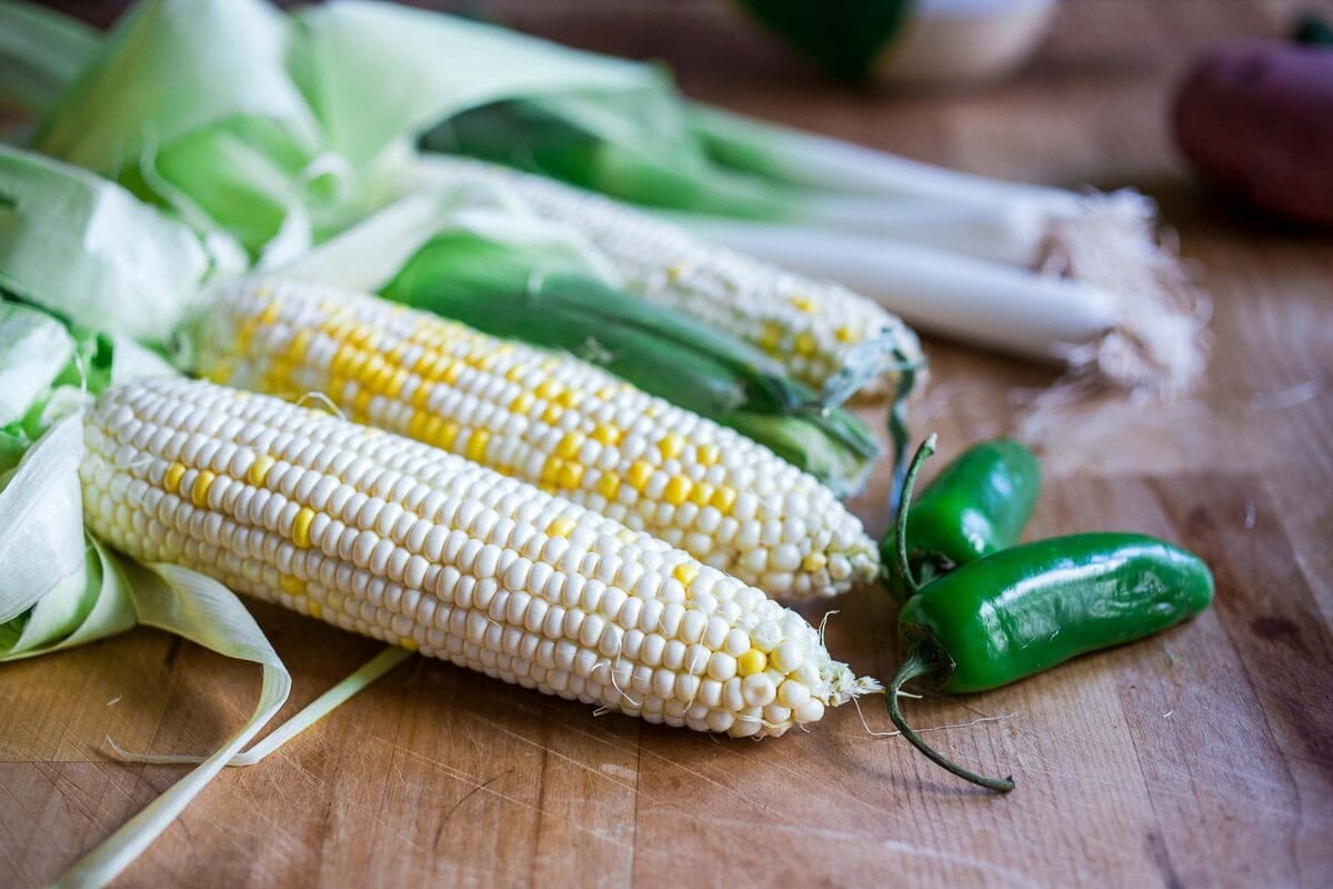 Fresh corn on the cob.