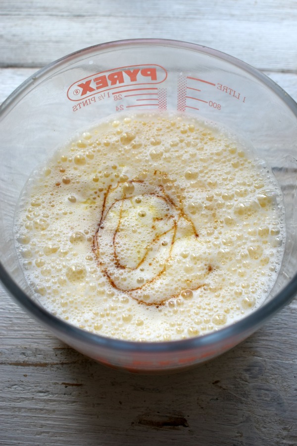 Making crepe batter.