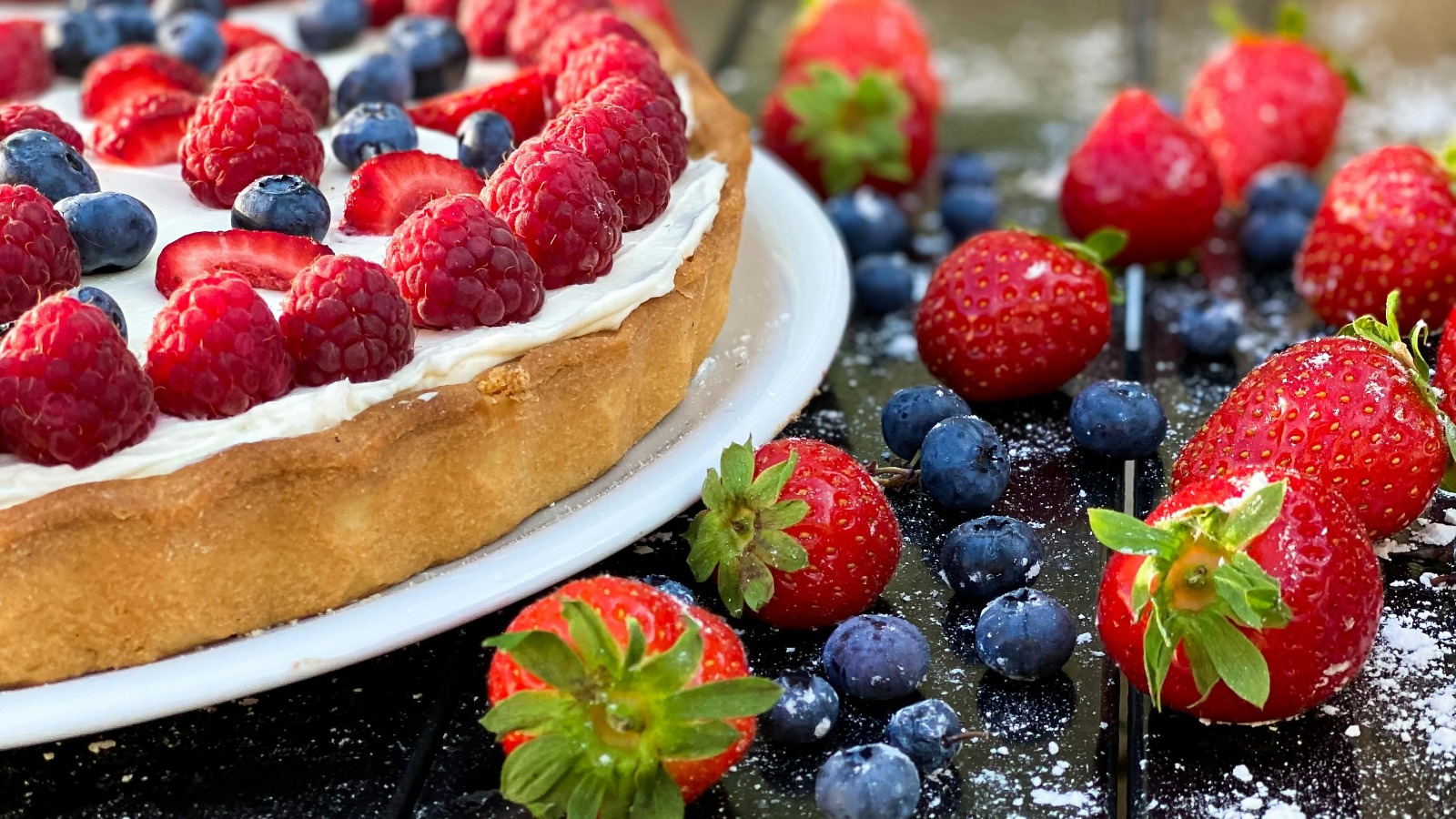 Colorful mixed berry tart