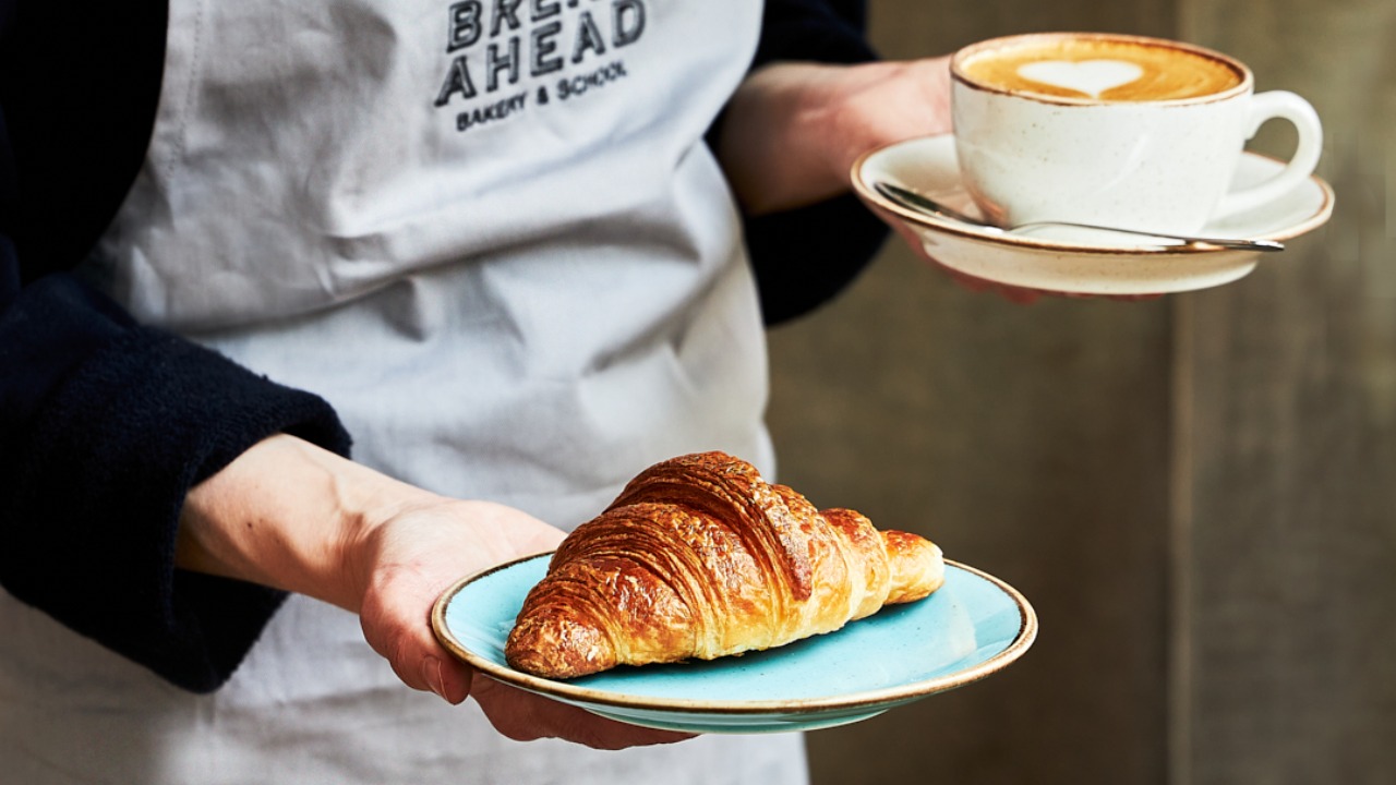 Enjoying coffee and pastries